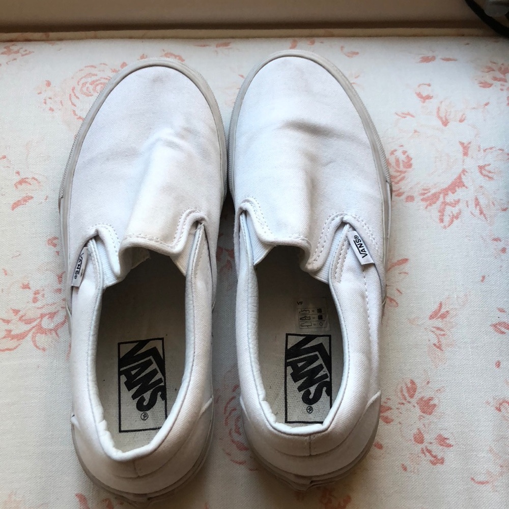 True White Slip-On Vans